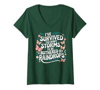 Womens I've Survived Too Many Storms To Be Bothered By Raindrops V-Neck T-Shirt