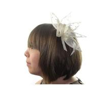 Womens Ivory Crystal Leaf Hat Fascinator Hair Comb Slide Weddings Races for Women Girls by Glitz4Girlz