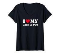Women's Jack-A-Poos Jackapoos I Love My Jack-A-Poo Jackapoo V-Neck T-Shirt