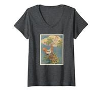 Women's Jack and The Beanstalk (1917) V-Neck T-Shirt, Dark Heather Grey, XX-Large