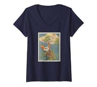Women's Jack and The Beanstalk (1917) V-Neck T-Shirt, Navy Blue, Medium
