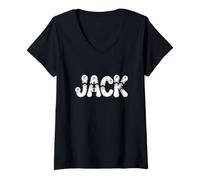 Womens Jack Halloween Monsters - Personalized Name Word Art V-Neck T-Shirt