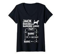 Womens Jack Russell Barking Logic Pet Lovers Shirts, Dog Mom Dad V-Neck T-Shirt