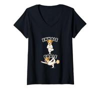 Women's Jack Russell Practicing Yoga Inhale - exale DIGOR Funny V-Neck T-Shirt