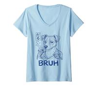 Women's Jack Russell Terrier Bruh Japanese Text Daru Anime Line Art V-Neck T-Shirt