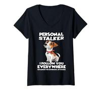Women's Jack Russell Terrier Funny Dog Walking V-Neck T-Shirt