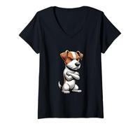 Womens Jack Russell terrier Jack Russell lover Jackie dog V-Neck T-Shirt