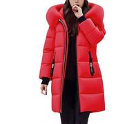 Womens Jacket, Jackets for Women uk Hooded Zip Up Thick Quilted Down Puffer Coat Windproof Warm Hybrid Down Parka with Zip Pockets XXL