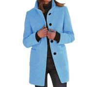 Womens Jacket Ladies Winter Coats Single Breasted Wool Blend Causal Lapel Trench Overcoat with Pockets Ladies Long Sleeve Tops Longline