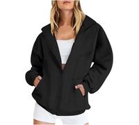 Womens Jacket Lightweight - Full Zip Womens Jackets with Pockets Stand Collar Womens Coat Solid Color Long Sleeve Sports Jacket Casual Loose Comfy Ladies'Coat Women's Jackets Plus Size