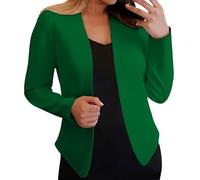 Womens Jacket Suit for Women UK Fashionable Elegant Handsome Suits Open Front Cardigan 3/4 Ruched Sleeve Casual Work Official Comfortable Cool Jacket for Ladies Official Suit Business Green