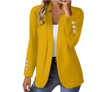 Womens Jacket Suit for Women UK Fashionable Elegant Handsome Suits Open Front Cardigan 3/4 Ruched Sleeve Casual Work Official Comfortable Cool Jacket for Ladies Official Suit Business