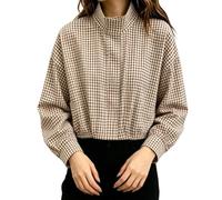 Women's Jackets Plaid Bomber Jacket Women Lightweight Casual Streetwear | Gingham Womens Windbreaker Jackets Zip Up Stand Collar High Neck Jacket With Pockets Cropped Checked Long Sleeve Flight Coats