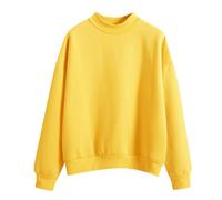 womens jackets sale clearance longline hoodie for women Women Sweatshirt Casual Easy Solid Color Long-Sleeves Round Neck Blouse ladies shoulder bags sale clearance items under 1 pound Yellow