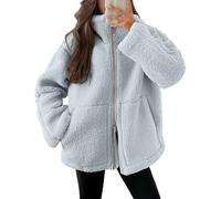 Women's Jackets, Sherpa Fleece Jacket Women Long Sleeve Oversized Warm Cozy Winter Coat Comfy Thermal Fluffy Full Zip Lapel Solid Colour Ladies Coats Casual Fashion Pockets Outerwear for Winter Fall