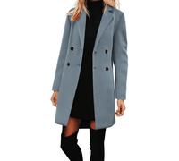 women's jackets Winter Coats for Women Uk Slim Fit Notched Lapel Double Breasted Wool Blend Pea Coat Mid-Length Overcoat Fall Winter Jackets Blue XL