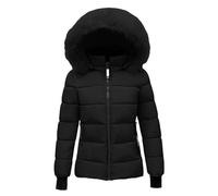 Womens Jackets, Winter Jackets for Women uk Lightweight Zip Up Warm Quilted Padded Puffer Coat with Faux Fur Hood Wind Resistant Thick Outwear with Zip Pockets S