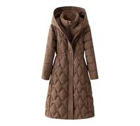 Women's Jackets with Detachable Sleeve Thick Warm Hooded Winter Mid-Length Outerwear Longline Parka Women Lightweight Long Quilted Jacket Water Resistant Down Jackets Plus Size Slim Trench Coat