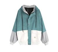 Women's Jackets Women's Fashion - Women Hooded Solid Color Patchwork Irregular Button Pocket Adjustable Drawstring Jacket Suitable For Daily Life Work And Travel