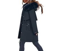 Womens Jackets Women's Plus Size Winter Coats, Women's Waterproof Ski Jacket Hooded Winter Snow Coat Warm Fleece Cotton Coat with Fur Hood(Black #1,3XL)
