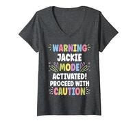 Women's Jackie Personalized Name Funny Cute Custom Jackie Name V-Neck T-Shirt, Dark Heather Grey, XX-Large