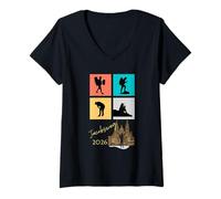 Women's Jacobsweg 2026 Camino de Santiago Pilgrim Phases Design V-Neck T-Shirt
