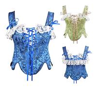 Women's Jacquard Bustiers Corset Victorian Lace Up Overbust Elegant Baroque Waist Trainer Corsets Bodice Medieval Renaissance Waist Cincher Vest Camisole Shapewear Tank Tops Halloween Costume