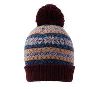 Women's Jacquard Fair Isle Knitted Bobble Hat with Yarn Pom Pom