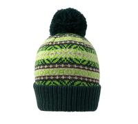 Women's Jacquard Fair Isle Knitted Bobble Hat with Yarn Pom Pom - OLIVE / ONE