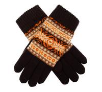 Women's Jacquard Fair Isle Knitted Gloves - CHOCOLATE / ONE
