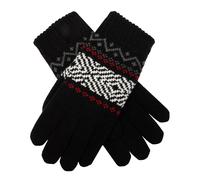 Women's Jacquard Knitted Gloves with Geometric Pattern - Black / ONE