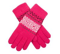 Women's Jacquard Knitted Gloves with Geometric Pattern - Fuchsia / ONE