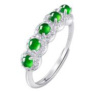 Women's jade ring, set with natural jade gemstones, a stylish jewelry gift for an anniversary.