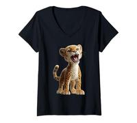 Womens Jaguar Big Cat Panther Funny Cat Lover Cute Jaguar V-Neck T-Shirt