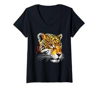Womens Jaguar Big Cat Panther Funny Cat Lover Cute Jaguar V-Neck T-Shirt