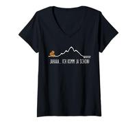 Womens JAHAA... ICH KOMM JA Schon - Hiking Mountains Mountain Squirrel V-Neck T-Shirt