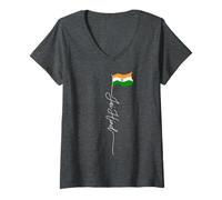 Women's Jai Hind, India, Indian Flag V-Neck T-Shirt