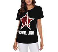 Women's Jam Music Rock Band Pearl Round Neck T-Shirt Multi-Panel Printed Tee Shirt Stylish Versatile Unlock Your Personalized Summer Outfits Multicoloured M