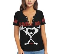 Women's Jam Music Rock Band Pearl Shirt Sexy V-Neck T-Shirt for Women All-Over Print Tees Multicolor L