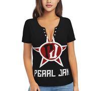 Women's Jam Music Rock Band Pearl Shirt Sexy V-Neck T-Shirt for Women All-Over Print Tees Multicolor XL