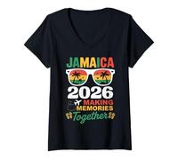 Womens Jamaica 2026 Making Memories Together Vacation Travel Vibes V-Neck T-Shirt