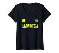 Womens JAMAICA 61 Independence Day 2023 Jamaican Flag Clothing V-Neck T-Shirt
