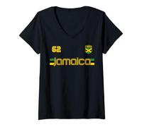 Womens JAMAICA 62 Vintage Jamaican Flag 90s 80s 70s Reggae V-Neck T-Shirt