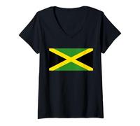Women's Jamaica Flag Jamaican Pride Caribbean Reggae Vacation V-Neck T-Shirt