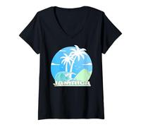 Womens Jamaica Palm Trees Huge Wave Amazing Beach Island Souvenir V-Neck T-Shirt
