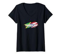 Womens Jamaica Puerto Rico Flag Pride Heritage Fans V-Neck T-Shirt