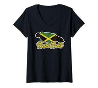 Womens Jamaica Rasta Roots Jamaican Island Flag Love Reggae V-Neck T-Shirt