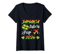 Womens Jamaica Sisters Trip 2026 Vacation Jamaica Travel Group Girl V-Neck T-Shirt