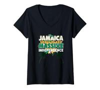 Women's Jamaica Small Island Massive Independence 6th August 1962 V-Neck T-Shirt