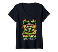Womens Jamaica Vacation 2025 Here We Come Matching Birthday V-Neck T-Shirt